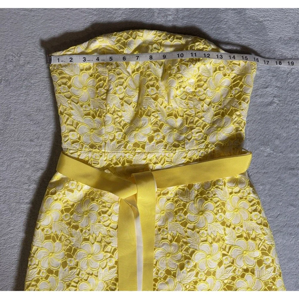 Lilly Pulitzer Yellow Strapless Lace Fit-and-Flare Dress - Picture 3 of 7